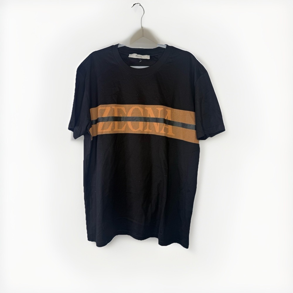 Zegna T-Shirt Mens XL Black #USETHEEXISTING Logo Graphic Short Sleeve Cotton